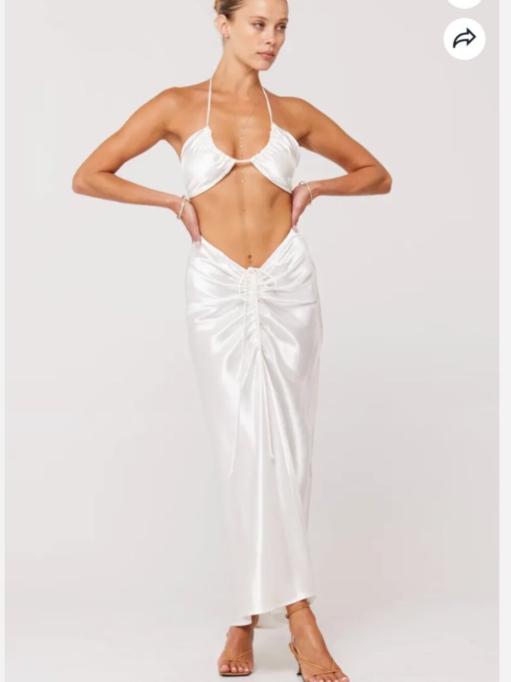 RESA Pearl White Bowie Top and Ziggy Skirt Set in XS